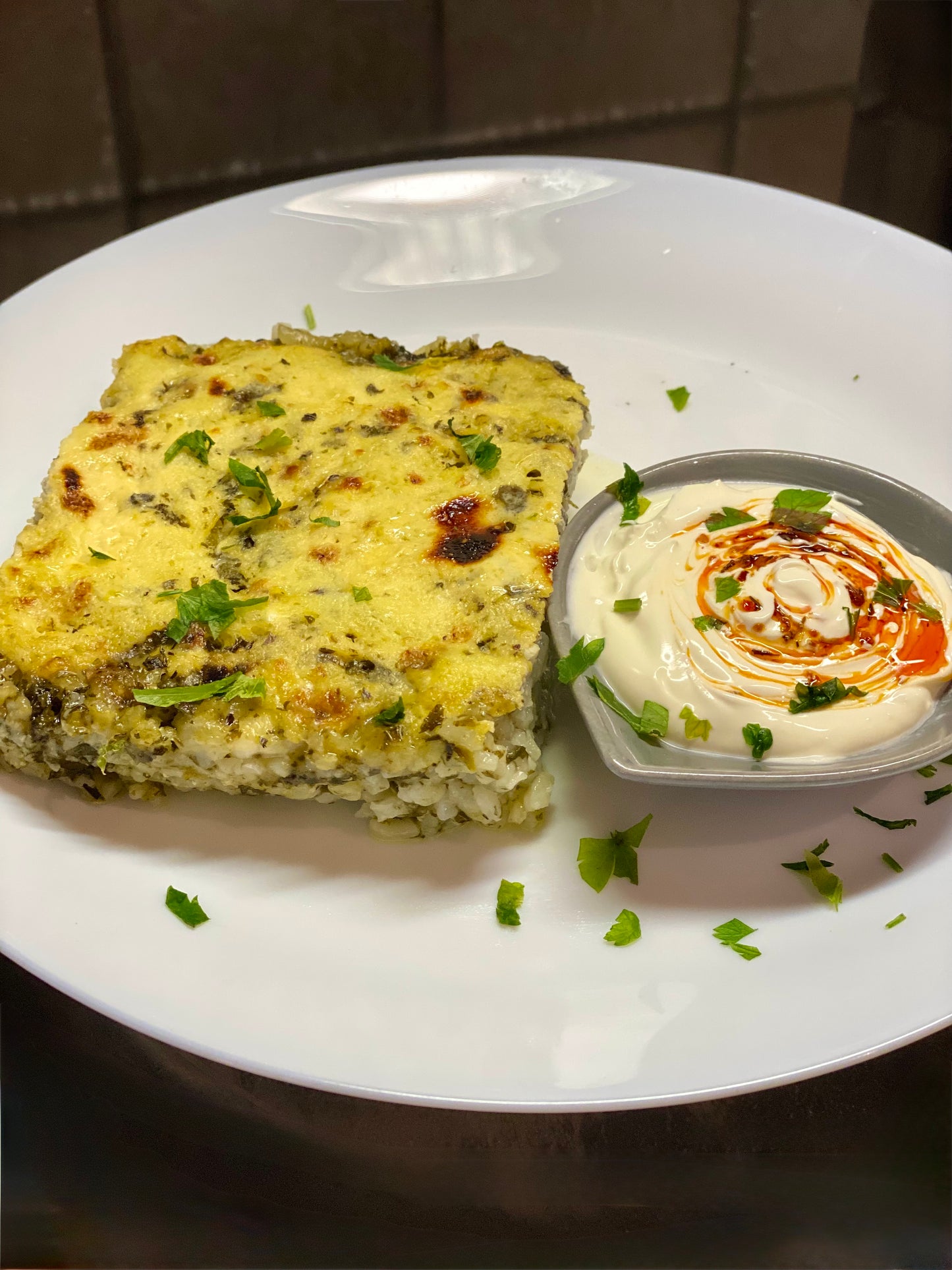 Låda 3 – Mormors ugnsbakad spenat-risotto med yoghurtsås