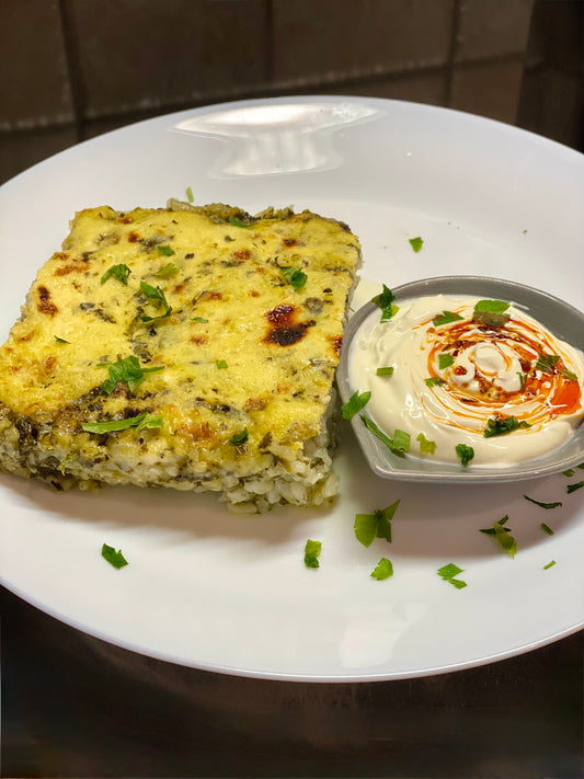 Låda 3 – Mormors ugnsbakad spenat-risotto med yoghurtsås
